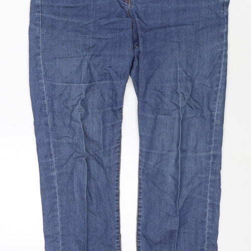 Bonmarché Womens Blue Cotton Straight Jeans Size 12 L25 in Regular Zip