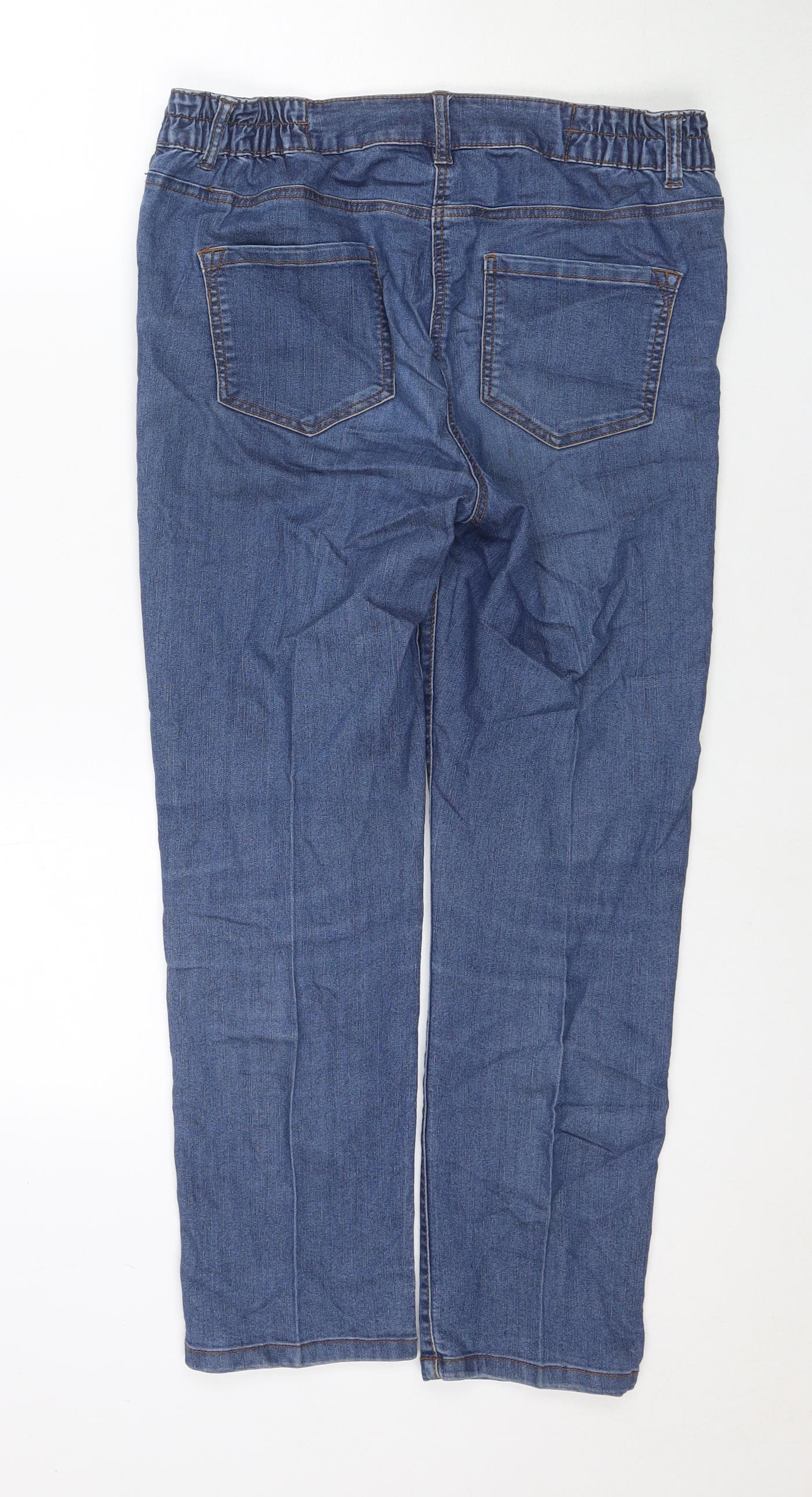 Bonmarché Womens Blue Cotton Straight Jeans Size 12 L25 in Regular Zip