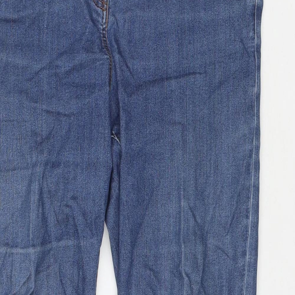 Bonmarché Womens Blue Cotton Straight Jeans Size 12 L25 in Regular Zip