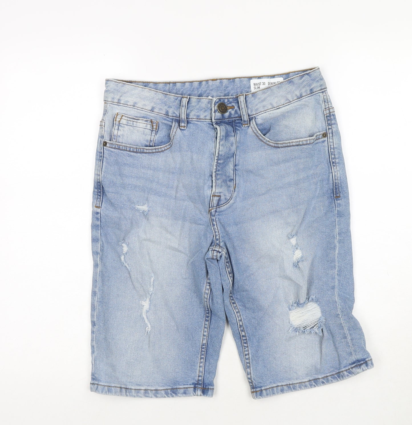 Denim & Co. Mens Blue Cotton Bermuda Shorts Size 30 in L10 in Regular Zip