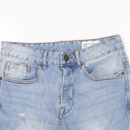Denim & Co. Mens Blue Cotton Bermuda Shorts Size 30 in L10 in Regular Zip