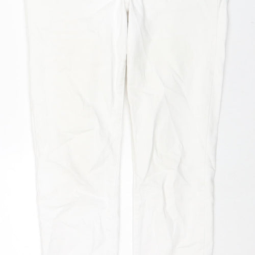 NEXT Womens White Cotton Skinny Jeans Size 10 L27 in Regular Zip