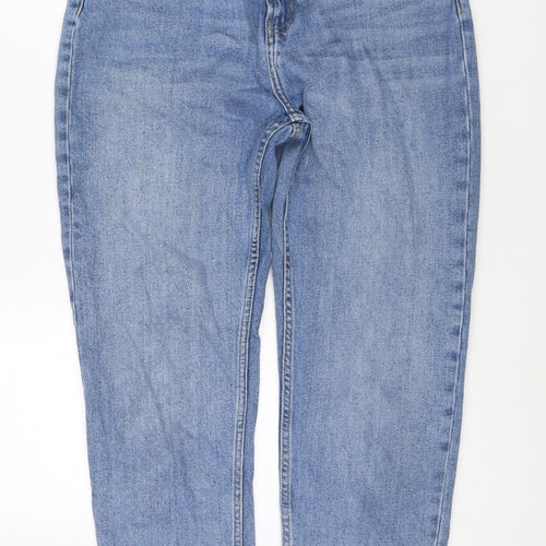 Denim & Co. Womens Blue Cotton Straight Jeans Size 14 L26 in Regular Zip