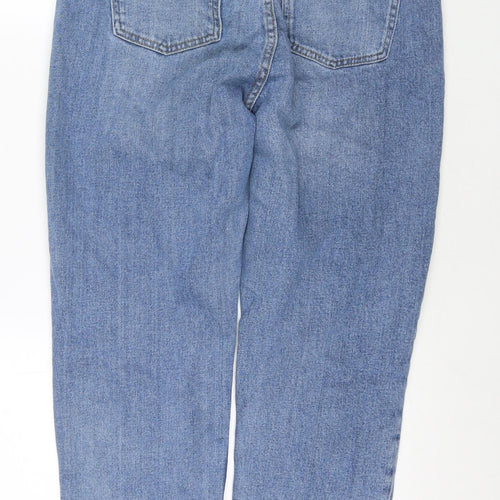 Denim & Co. Womens Blue Cotton Straight Jeans Size 14 L26 in Regular Zip