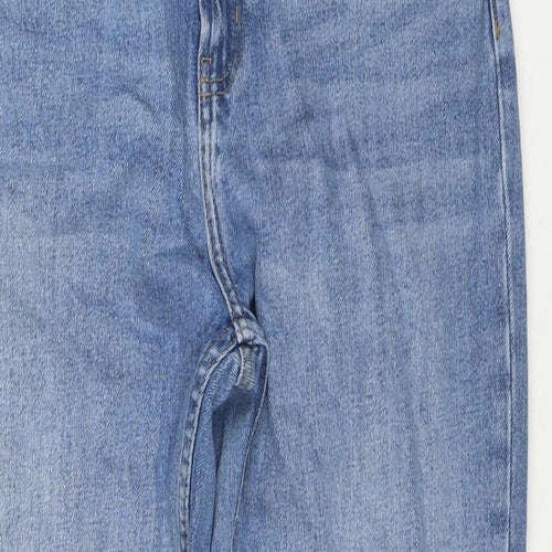 Denim & Co. Womens Blue Cotton Straight Jeans Size 14 L26 in Regular Zip