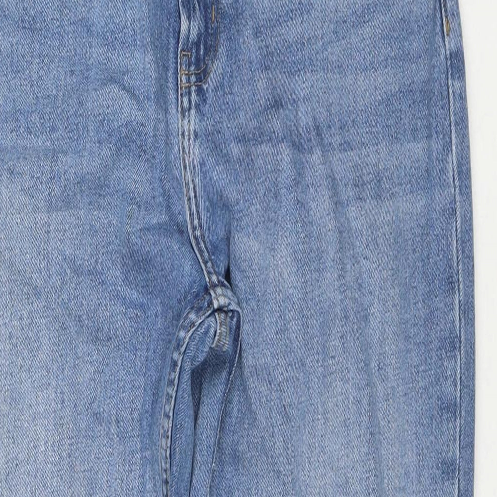 Denim & Co. Womens Blue Cotton Straight Jeans Size 14 L26 in Regular Zip