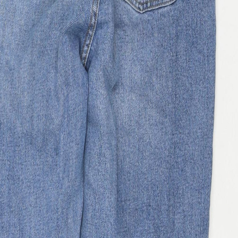 Denim & Co. Womens Blue Cotton Straight Jeans Size 14 L26 in Regular Zip