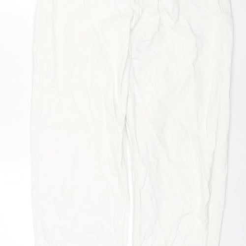 H&M Womens White Cotton Straight Jeans Size 8 L31 in Regular Zip