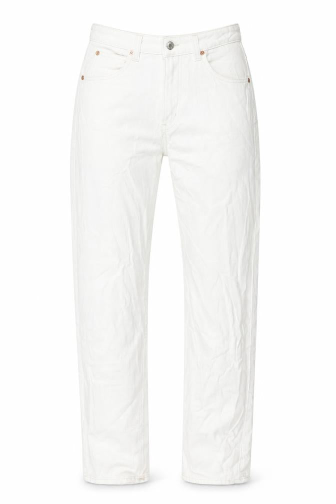 H&M Womens White Cotton Straight Jeans Size 8 L31 in Regular Zip