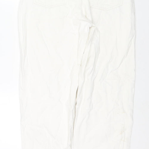 H&M Womens White Cotton Straight Jeans Size 8 L31 in Regular Zip