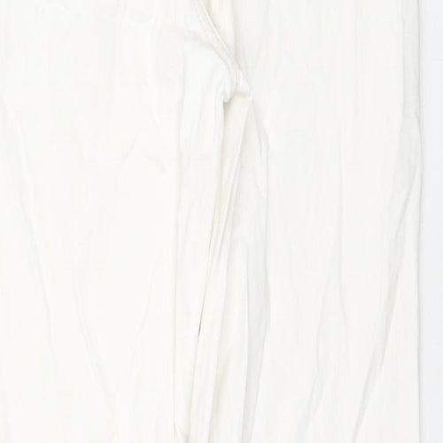 H&M Womens White Cotton Straight Jeans Size 8 L31 in Regular Zip