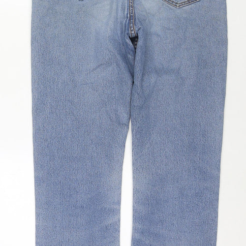 Cotton Traders Womens Blue Cotton Straight Jeans Size 14 L30 in Regular Zip