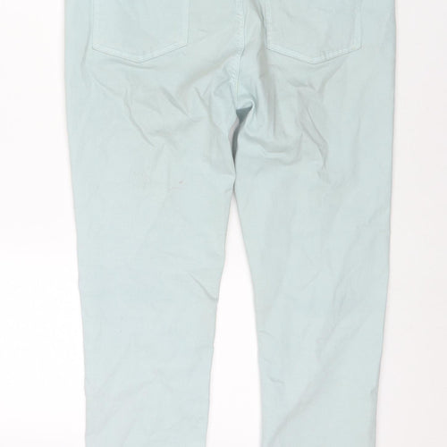 Peacocks Womens Blue Cotton Straight Jeans Size 14 L25 in Regular Zip