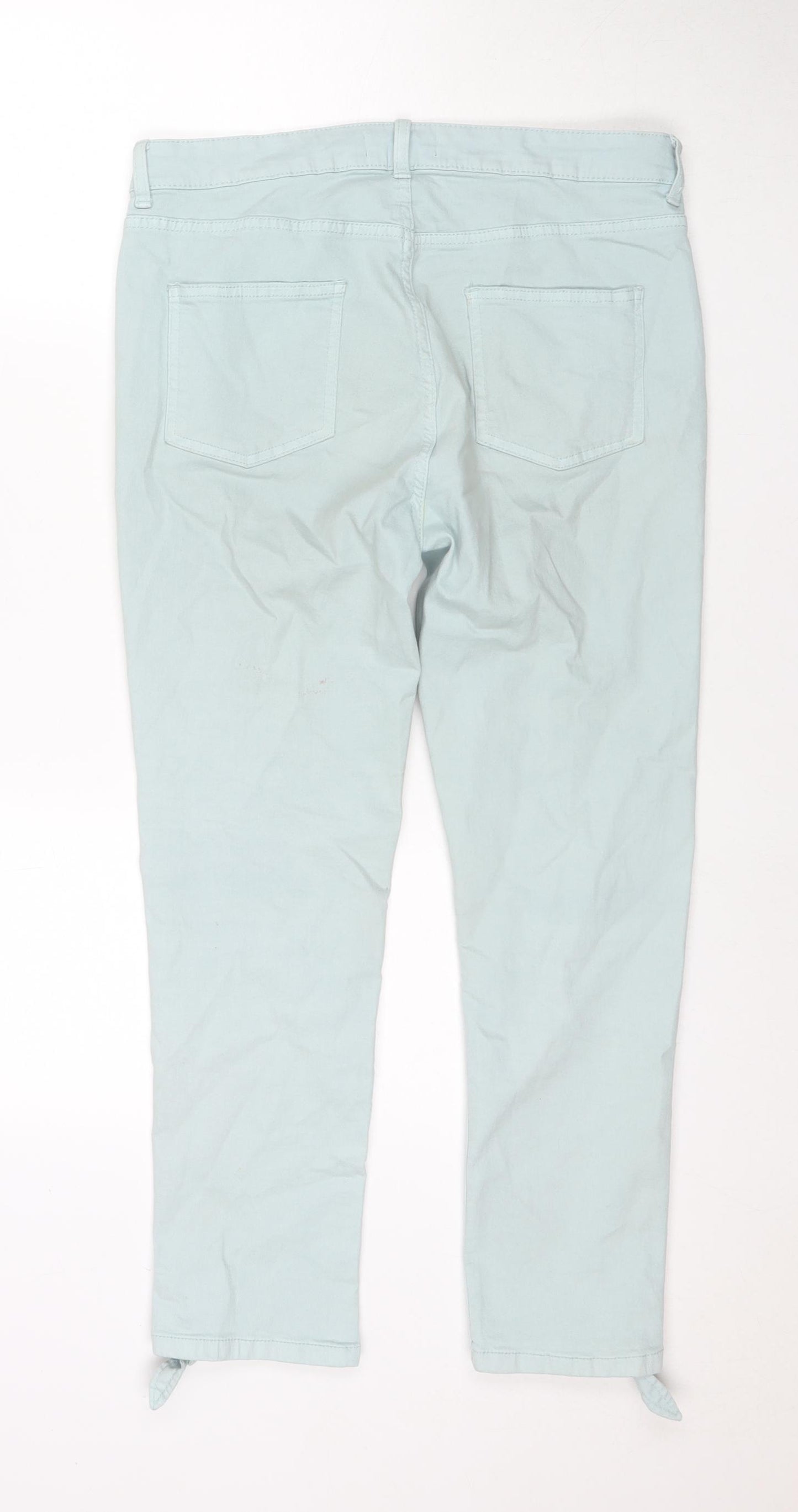 Peacocks Womens Blue Cotton Straight Jeans Size 14 L25 in Regular Zip