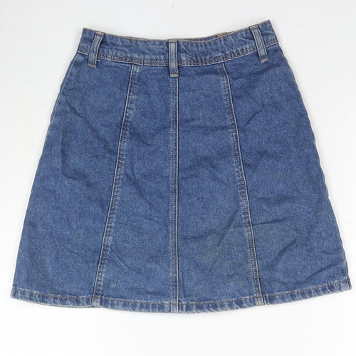 Divided by H&M Womens Blue Cotton A-Line Skirt Size 4 Button