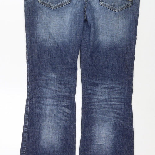 NEXT Womens Blue Cotton Bootcut Jeans Size 14 L28 in Regular Zip