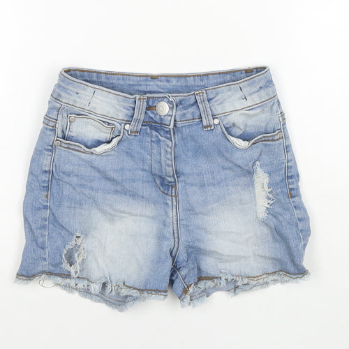 Candy Girls Blue Cotton Cut-Off Shorts Size 9 Years L3 in Regular Zip