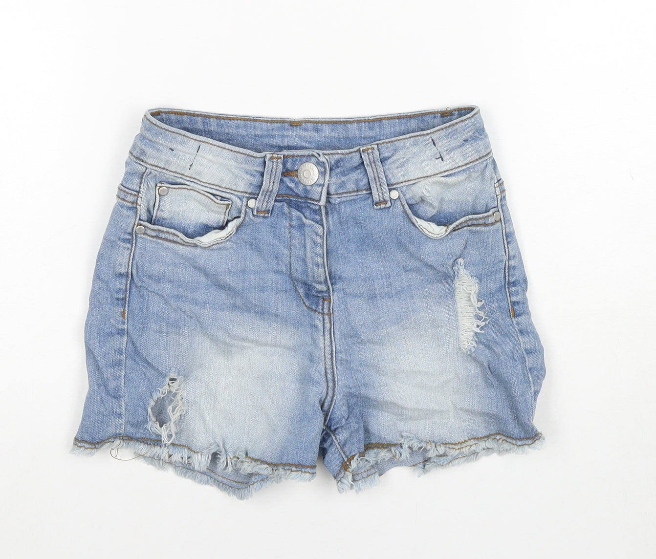 Candy Girls Blue Cotton Cut-Off Shorts Size 9 Years L3 in Regular Zip