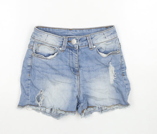 Candy Girls Blue Cotton Cut-Off Shorts Size 9 Years L3 in Regular Zip