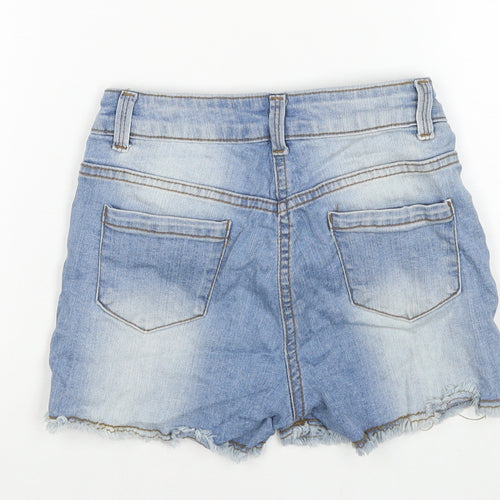 Candy Girls Blue Cotton Cut-Off Shorts Size 9 Years L3 in Regular Zip
