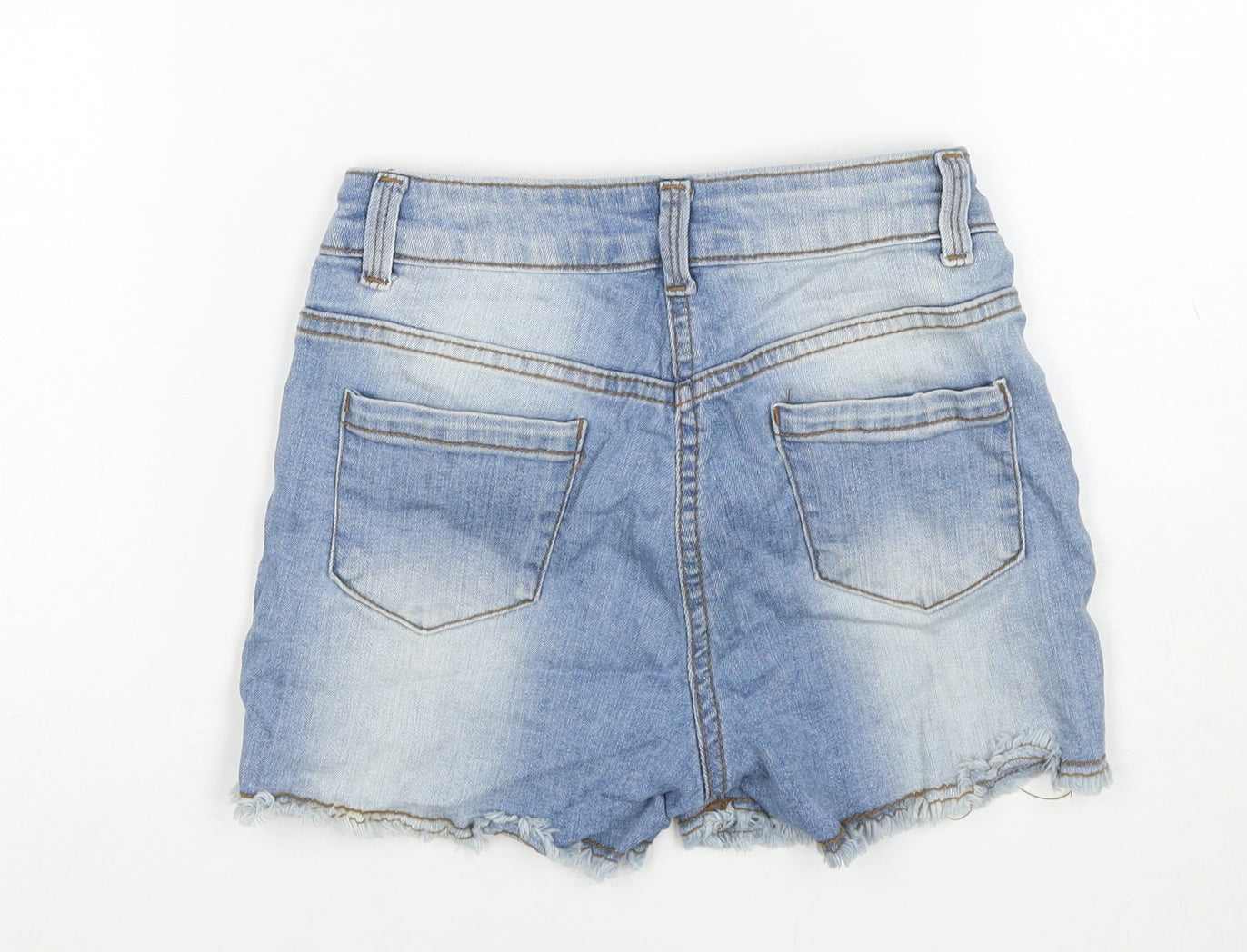 Candy Girls Blue Cotton Cut-Off Shorts Size 9 Years L3 in Regular Zip