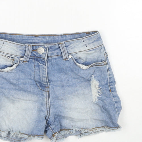 Candy Girls Blue Cotton Cut-Off Shorts Size 9 Years L3 in Regular Zip