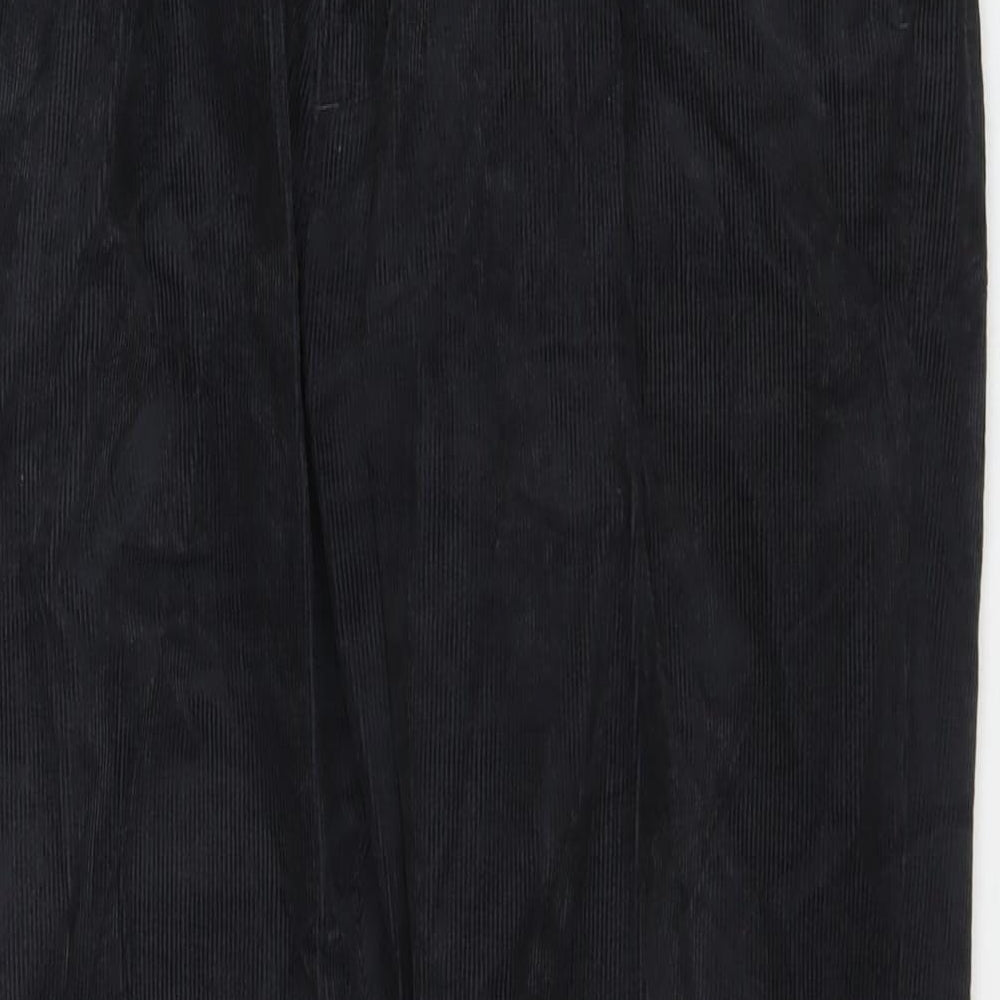 Marks and Spencer Mens Black Cotton Trousers Size 34 in L31 in Regular Zip