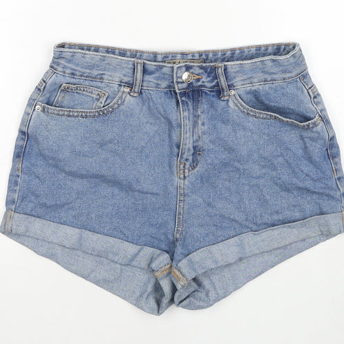 Denim & Co. Womens Blue Cotton Hot Pants Shorts Size 10 L3 in Regular Zip