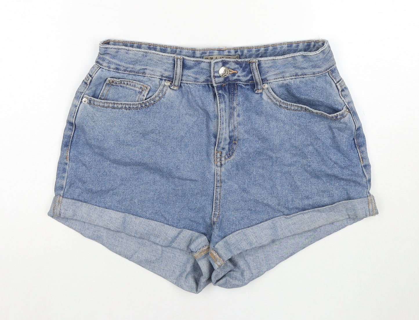 Denim & Co. Womens Blue Cotton Hot Pants Shorts Size 10 L3 in Regular Zip