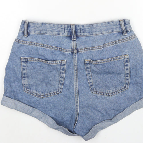 Denim & Co. Womens Blue Cotton Hot Pants Shorts Size 10 L3 in Regular Zip