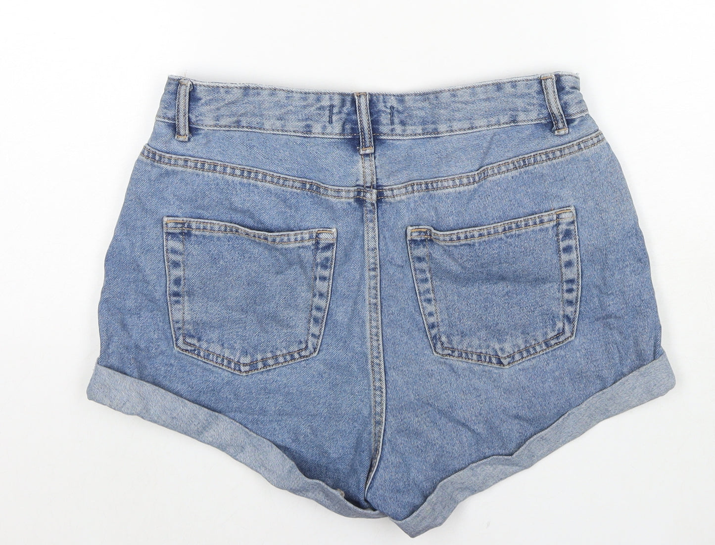 Denim & Co. Womens Blue Cotton Hot Pants Shorts Size 10 L3 in Regular Zip