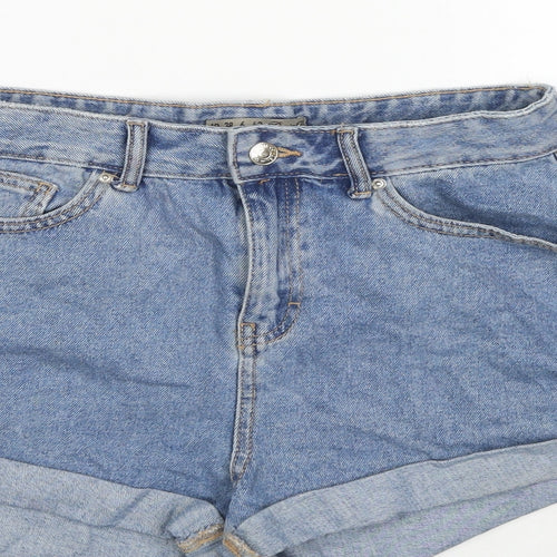 Denim & Co. Womens Blue Cotton Hot Pants Shorts Size 10 L3 in Regular Zip
