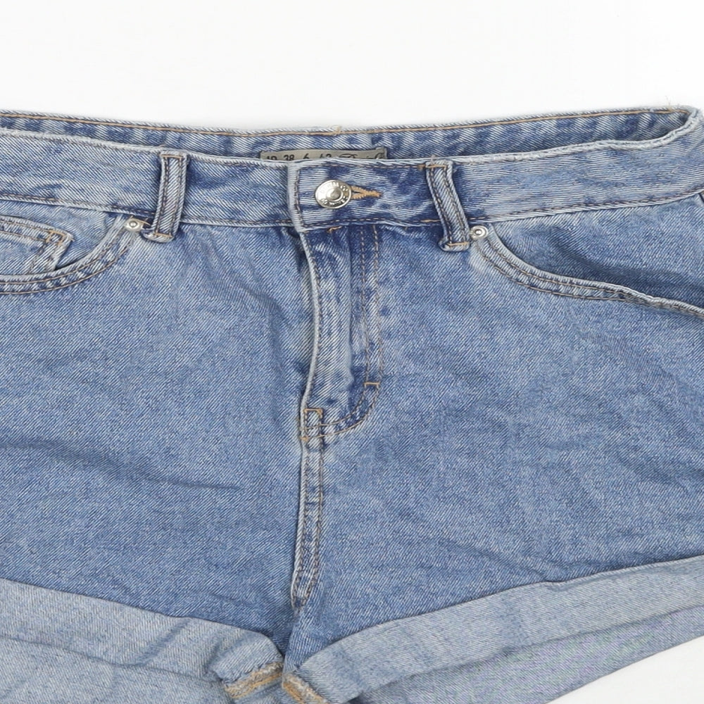 Denim & Co. Womens Blue Cotton Hot Pants Shorts Size 10 L3 in Regular Zip