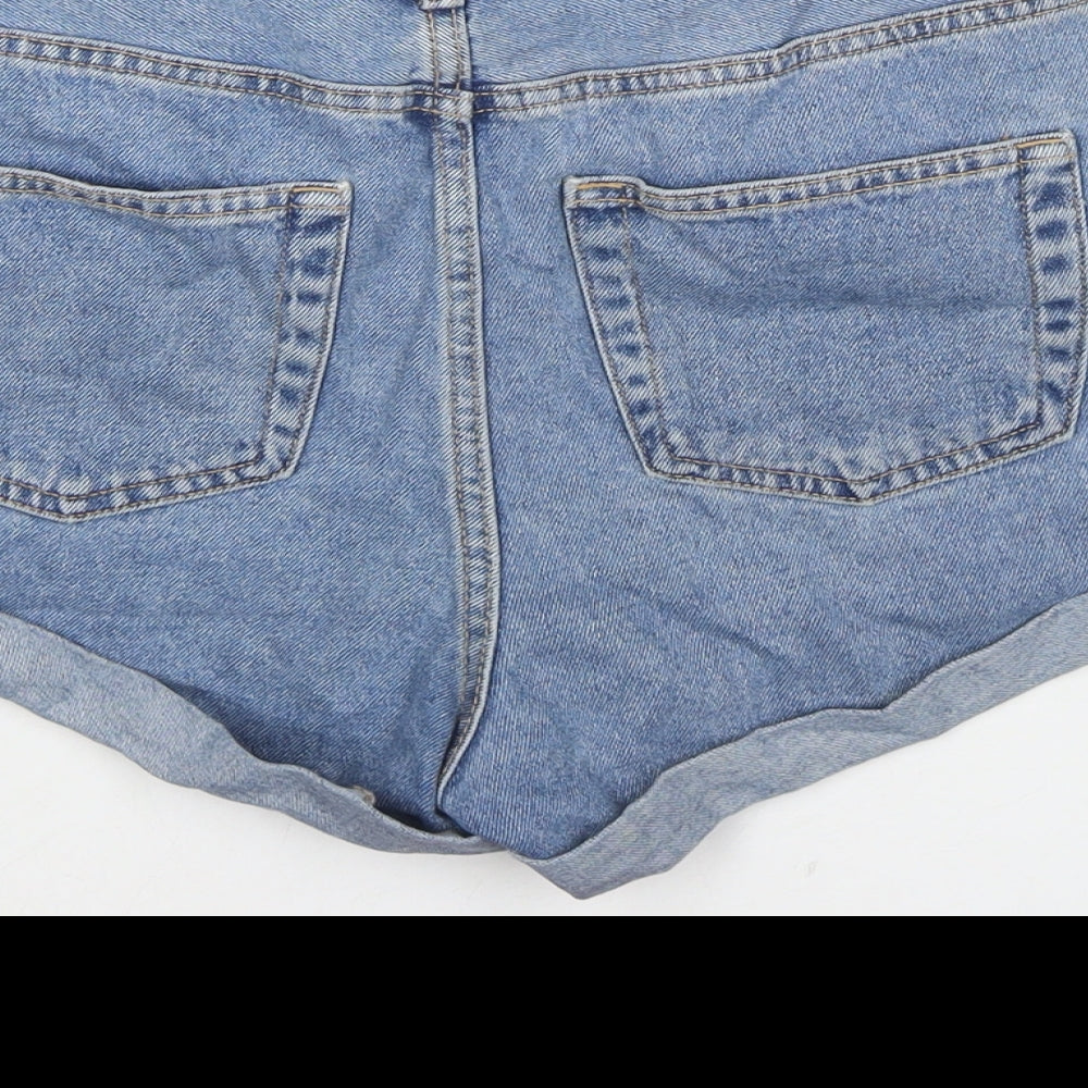 Denim & Co. Womens Blue Cotton Hot Pants Shorts Size 10 L3 in Regular Zip