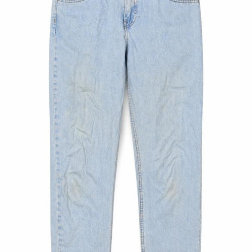 Denim & Co. Womens Blue Cotton Straight Jeans Size 12 L26 in Regular Zip