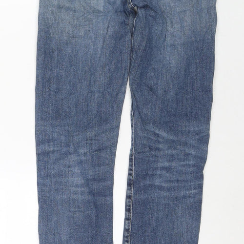 White Stuff Womens Blue Cotton Straight Jeans Size 8 L28 in Regular Zip