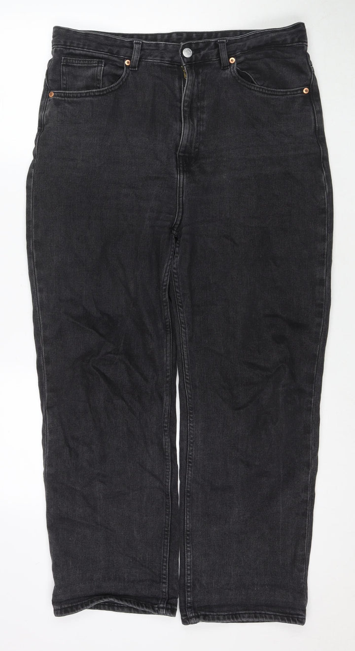 H&M Womens Black Cotton Mom Jeans Size 32 in L28 in Regular Zip