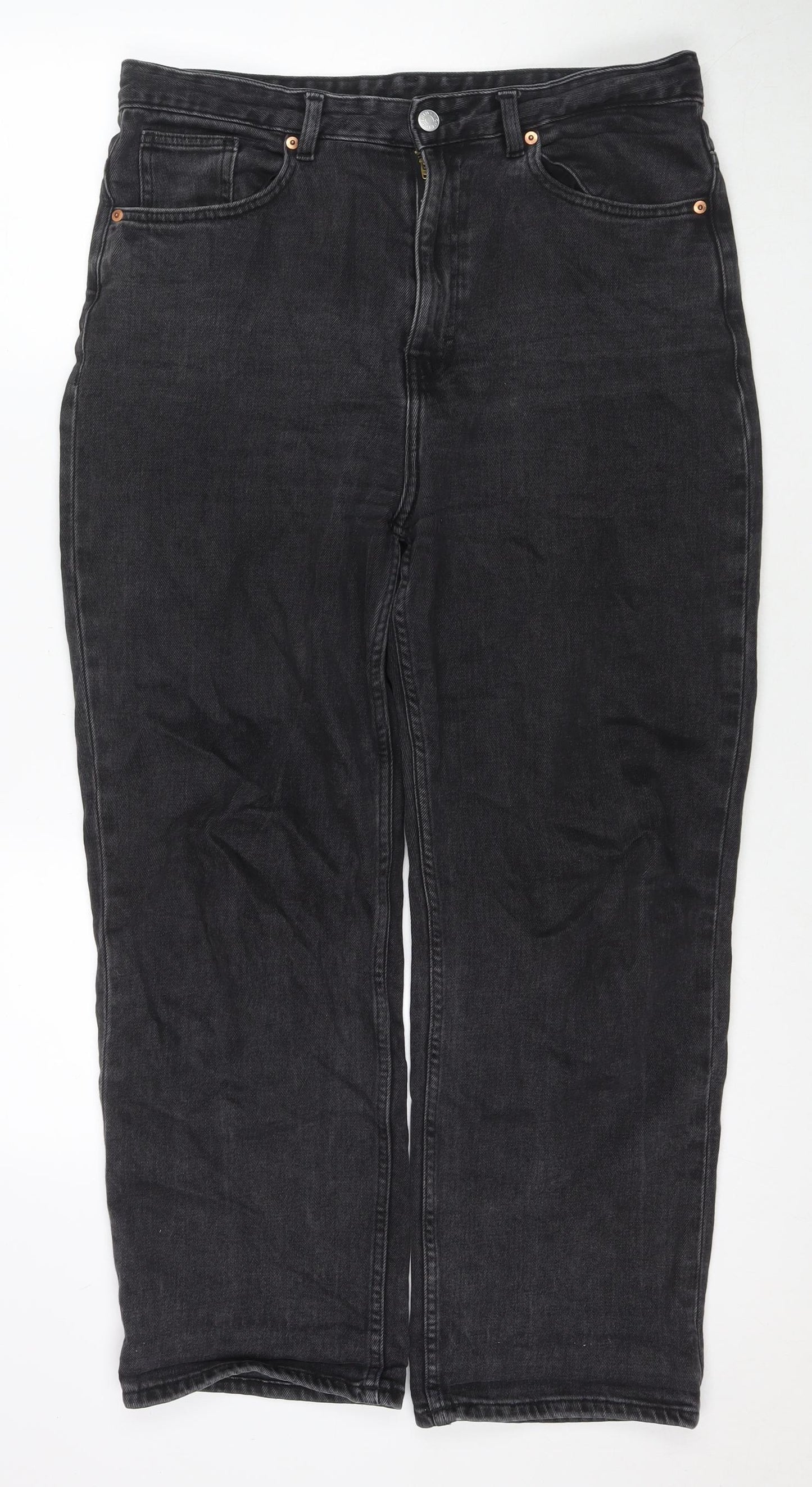 H&M Womens Black Cotton Mom Jeans Size 32 in L28 in Regular Zip