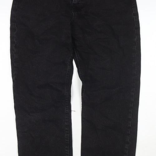 Mango Womens Black Cotton Straight Jeans Size 10 L26 in Regular Zip