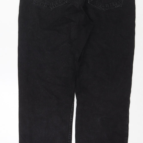 Mango Womens Black Cotton Straight Jeans Size 10 L26 in Regular Zip