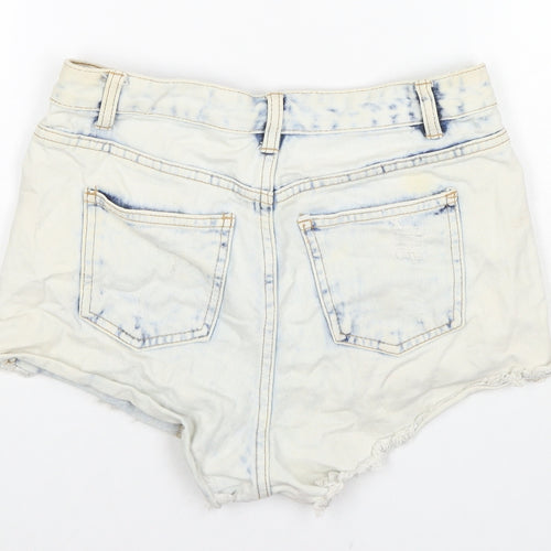 Denim & Co. Womens Blue Cotton Hot Pants Shorts Size 8 L3 in Regular Zip - Distressed