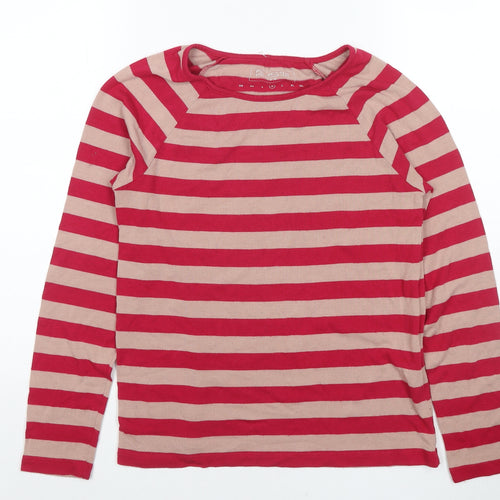 FC Jeans Womens Pink Round Neck Striped Viscose Pullover Jumper Size M