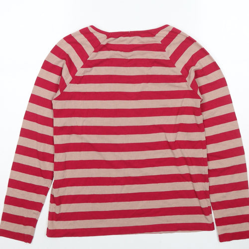 FC Jeans Womens Pink Round Neck Striped Viscose Pullover Jumper Size M