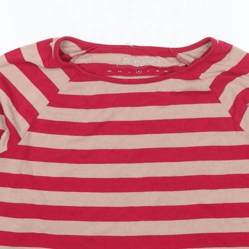 FC Jeans Womens Pink Round Neck Striped Viscose Pullover Jumper Size M