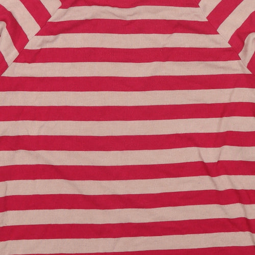 FC Jeans Womens Pink Round Neck Striped Viscose Pullover Jumper Size M