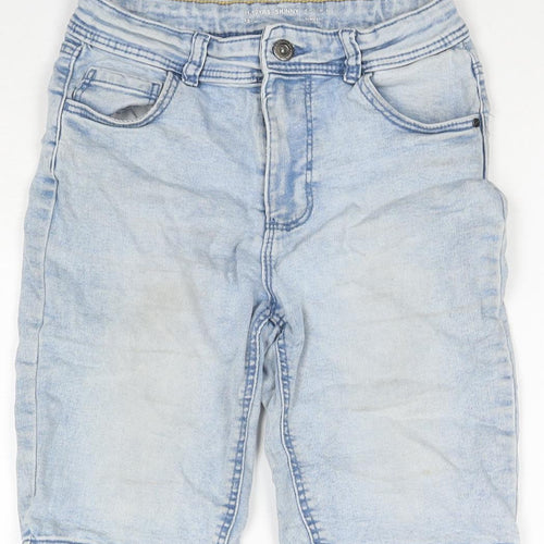 Denim & Co. Boys Blue Cotton Bermuda Shorts Size 11-12 Years L8 in Regular Zip