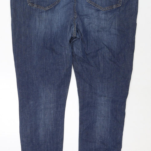 F&F Womens Blue Cotton Straight Jeans Size 20 L28 in Regular Zip