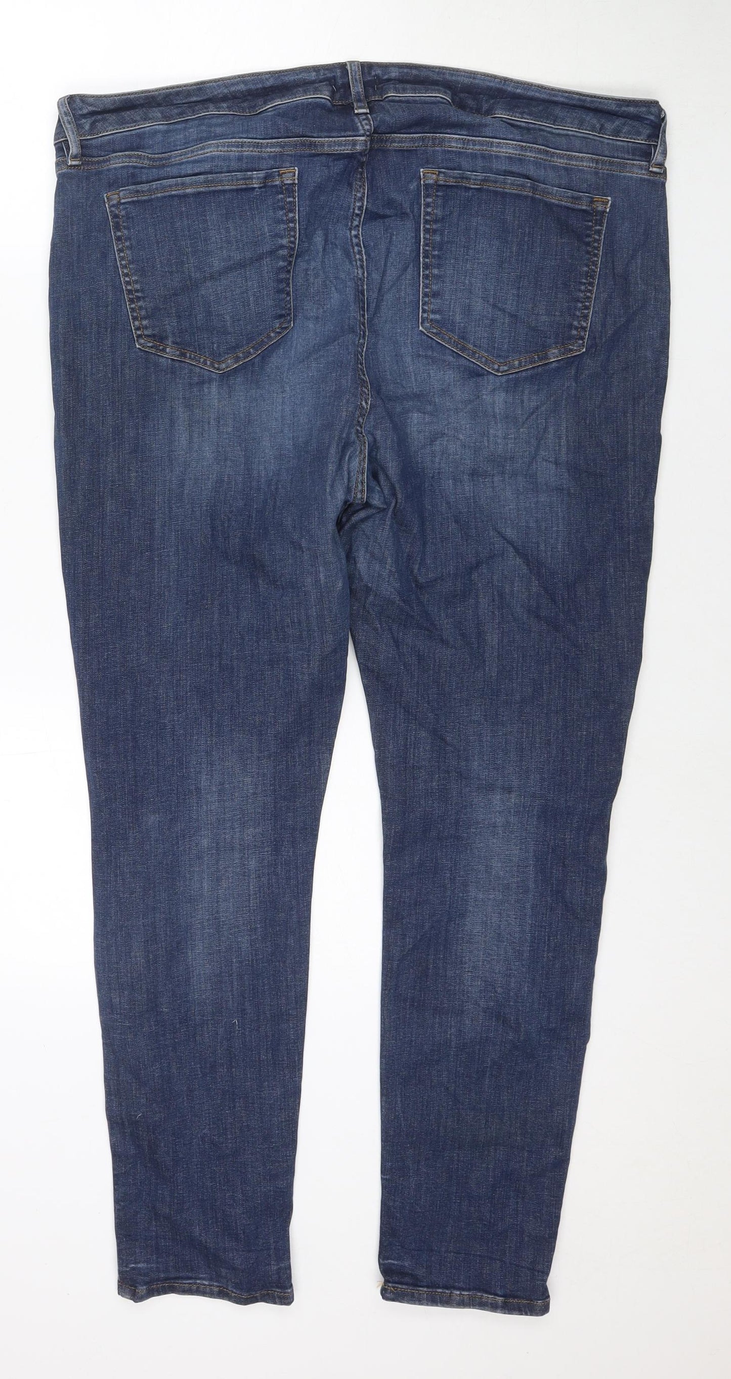 F&F Womens Blue Cotton Straight Jeans Size 20 L28 in Regular Zip