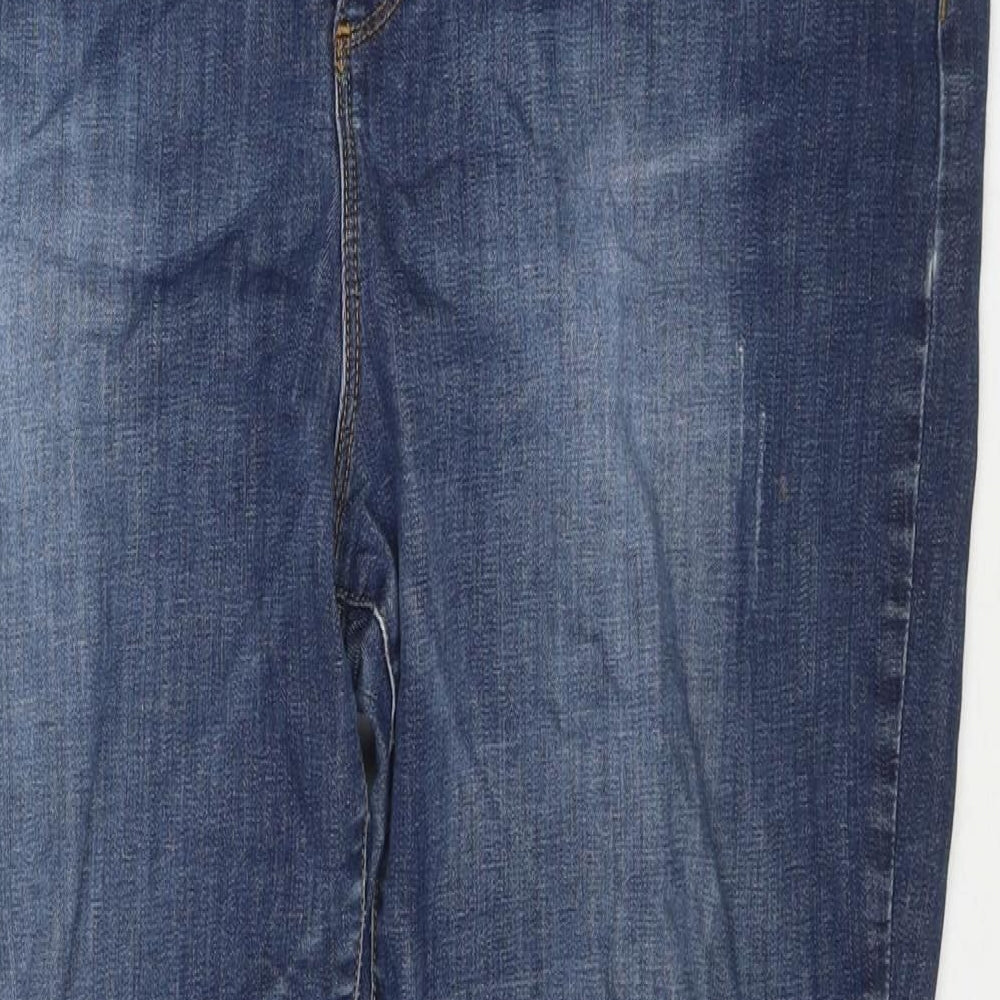 F&F Womens Blue Cotton Straight Jeans Size 20 L28 in Regular Zip