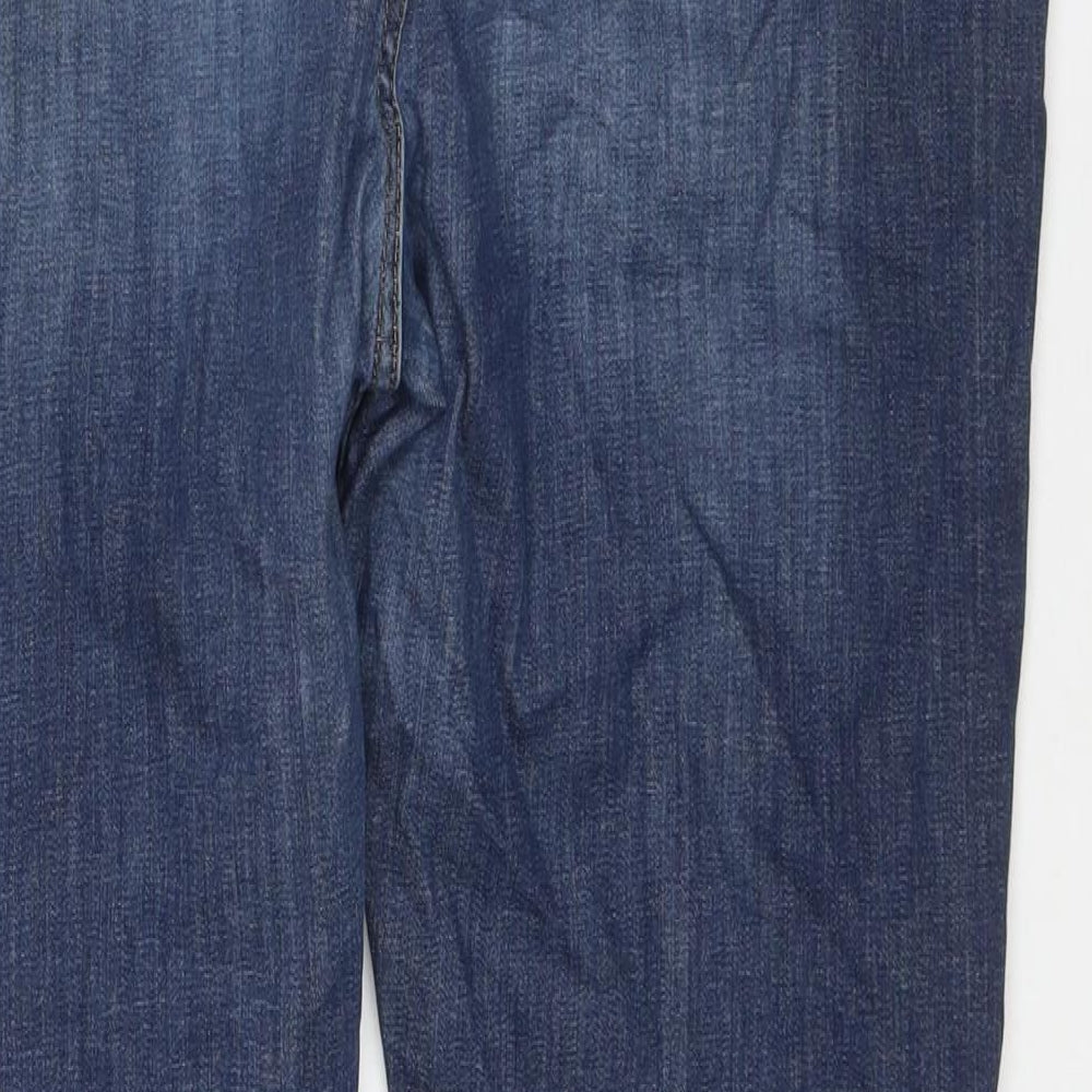 F&F Womens Blue Cotton Straight Jeans Size 20 L28 in Regular Zip